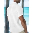 thumbnail image 4 of Yifymode Men's Mandarin Collar Linen Henley Shirt, Short Sleeve Chest Pocket Comfort Casual Top White XL, 4 of 7