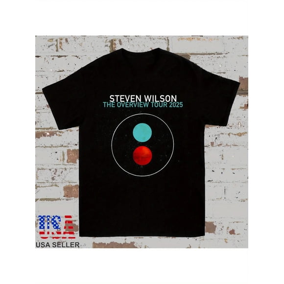 Steven Wilson & Porcupine Tree The Overview Effect 2025 Tour T-Shirt Graphique Bohème Noir avec Motif Imprimé Rouge et Bleu