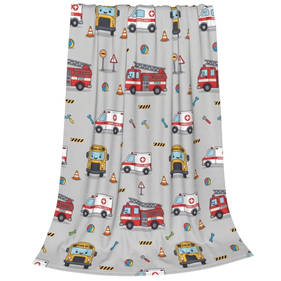 Cars Blanket, Cartoon Vehicle Pattern Flannel Throw Blanket, Soft Lightweight Cozy Blanket for Sofa, Bed, Bedroom Decor, Birthday Gift 50x40