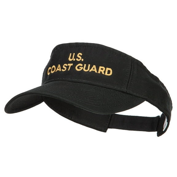 U.S. Coast Guard Embroidered Pro Style Cotton Washed Visor - Black OSFM