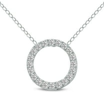 SZUL Women's 1/4 Carat TW Lab Grown Diamond Circle Pendant in 14K White Gold