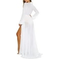 thumbnail image 2 of Women'S Sexy Thin Mesh Long Sleeve Tie Front Swimsuit Swim Beach Maxi Cover up Dress, 2 of 6