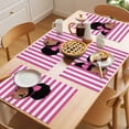 thumbnail image 5 of Pink Stripes Placemats Set of 8 Cartoon Funny Bow Girl Vertical Striped Place Mats Indoor Wipeable Table Mats Washable Cloth Dining Table Placemats for Kitchen Holiday Party Home Decor 13x19 Inch, 5 of 9