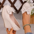 thumbnail image 2 of Beige Womens Block Heel Shoes Round Toe High Heel Thick Sole Comfortable Non Slip Soft Sole Bow Durable Lightweight Breathable All Day Walking Use, 2 of 9