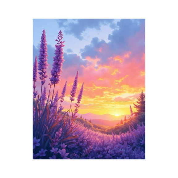Paint By Numbers Kit for Adults Beginner - DIY Lavender Sunset Mountain View Canvas Painting Kits for Adults, Frameless Paint By Number for Adults for Home Wall Decor 16x20 Inch