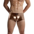 thumbnail image 2 of KHONTS Men's Shiny Liquid Metallic Underwear Bikini Swimsuit Boxer Brief Trunks Coffee S, 2 of 4