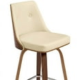 thumbnail image 6 of Maklaine 30" Modern Faux Leather Swivel Bar Stool in Cream/Walnut, 6 of 8