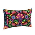 thumbnail image 2 of Daiia Colorful Floral Embroidery Mexican Bedding Waterproof Pillow Protector Zippered Queen – Bed Bug Proof Pillow Encasement-14"x20", 2 of 9