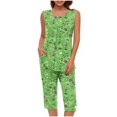 thumbnail image 3 of Conjunto de Verano para las Mujeres Impreso Cuello Redondo sin Mangas Y Pantalones, Casual de Dos Piezas para las Mujeres, 3 of 5