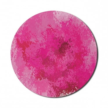 Watercolor Mouse Pad for Computers, Pastel Aquarelle Style Gradient Toned Paint Splash Blurry Jagged Random Art, Round Non-Slip Thick Rubber Modern Mousepad, 8" Round, Magenta Fuchsia, by Ambesonne