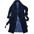 thumbnail image 2 of Men's Blue Long Smoking Jacket Quilted Dressing Long Gown Smoking Jacket Coats Party Wear, 2 of 4