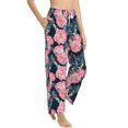 thumbnail image 2 of Uemuo Rose Flowers Pattern Women's Wide Leg Palazzo Lounge Pants with Pockets Light Weight Loose Comfy Casual Pajama Pants-XX-Large, 2 of 9