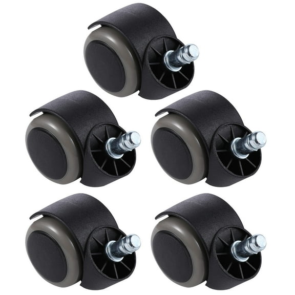 KALLORY 5Pcs Black Nylon Office Chair Caster Wheels Smooth Quiet Rotation for Furniture