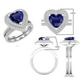thumbnail image 4 of Dazzlingrock Collection 8mm Heart Blue Sapphire & Round White Diamond Double Halo Engagement Ring Set for Women (0.65 ctw, Color I-J, Color I1-I2) in 14K White Gold, Size 6, 4 of 6