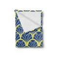 thumbnail image 2 of Art Deco Soft Flannel Fleece Throw Blanket, Repetitive Abstract Modern Age Design Ideas Bicolored Leaves Print, Cozy Plush for Indoor and Outdoor Use, 60" x 80", Yellow Blue, by Ambesonne, 2 of 5