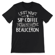 Funny Beauceron Dog and Coffee Shirt - Sip and Pet