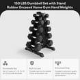 thumbnail image 2 of BalanceFrom 150 lb Rubber Coated Iron Dumbbell Hex Weights Set with A-Frame Rack, Black, 2 of 12