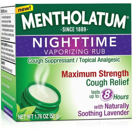 Mentholatum Nighttime Vaporizing Rub Maximum Strength Cough Relief, 1.76 oz (Pack of