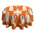 thumbnail image 4 of Orange Halloween Ghosts Round Tablecloth 60"x60",Wrinkle Wipeable Table Cloth for Kitchen Dining Room Picnic Patio Party, 4 of 6