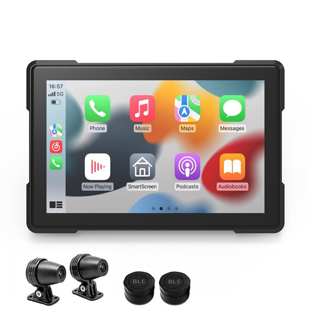 Cámara de salpicadero FLhrweasw automática inalámbrica Carplay Android DVR 5 pulgadas