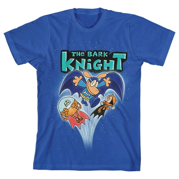 Dog Man Boys T-Shirt, The Bark Knight Character Graphic Tee with Dog Man, Petey & Zuzu, Short Sleeve Kids Shirt, 100% Cotton, Officially Licensed