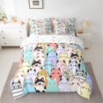 thumbnail image 2 of Homewish Colorful Cartoon Cat 7pcs Bedding Comforter Set,Cute Funny Kitten Queen Bedding Sets,Kawaii Print Queen Sheet Sets For Girls Boys,Super Cozy Room Decor Reversible, 2 of 8