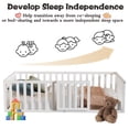 thumbnail image 3 of DreamBuck Twin Size Floor Bed Frame with Fence and Door, Wood Montessori Bed with Safety Guardrails, Floor Bed Frame for, Boys, Girls, No Box Spring Needed,White(No Bed Slats), 3 of 8