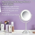 thumbnail image 3 of JERDON 8.5" Diameter LED Lighted Tabletop Makeup Mirror - 1X and 8X Magnification - Chrome Finish - Plug In - Model HL8808CL, 3 of 10