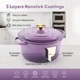 thumbnail image 5 of Hawsaiy 6 QT Enameled Cast Iron Dutch Oven with Lid, Includes 2 Oven Mitts, Nonstick Cookware for Baking, Roasting, Braising, Purple, 5 of 10