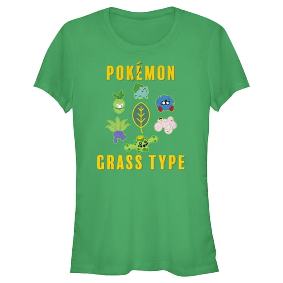Junior's Pokemon Grass Type Group  Graphic Tee Kelly Green X Large