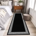 thumbnail image 5 of Black Geometric Large Area Rugs for Bedroom Living Room, Soft Non Slip Carpet Bedside Rug, Country Farm Traditional Chinese Tile Rectangular Floor Cover Kitchen Accent Rug 2'x6' for Office, 5 of 9