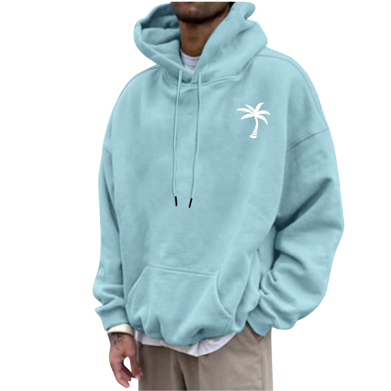 QIPOPIQ Men's Graphic Print Long Sleeve Drawstring Hoodie Pullover Sweatshirt Clearance
