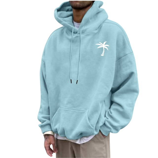 QIPOPIQ Men's Graphic Print Long Sleeve Drawstring Hoodie Pullover Sweatshirt Clearance