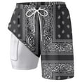 thumbnail image 4 of Men's Swim Trunks Black Pattern Quick Dry Bathing Suit Swimming Board Shorts Mesh Lining Black XXXL, 4 of 4