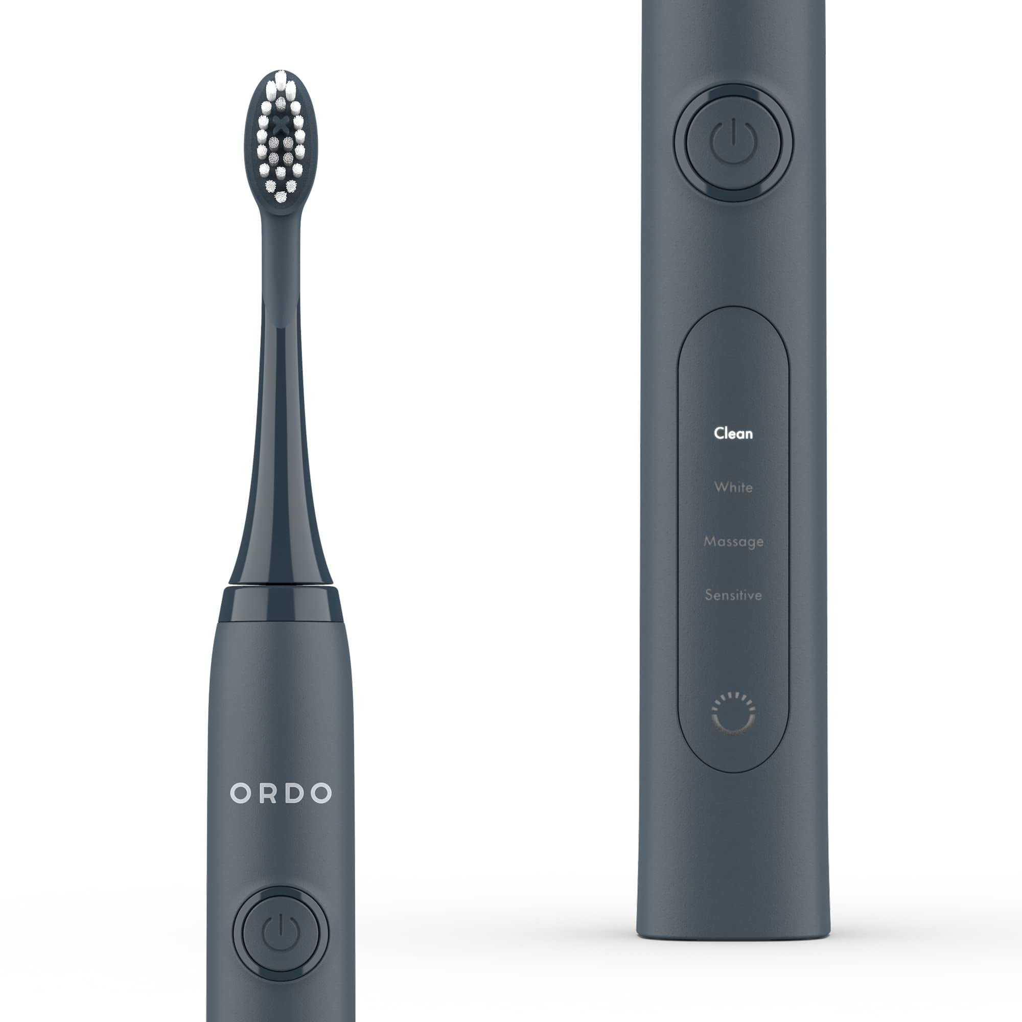 Ordo Sonic Electric Toothbrush Advanced Smart Tech with 4 Brushing Modes Fast Rechargeable Battery and Silicone-Polishing Element USB Charger for Adults Black Charcoal Grey