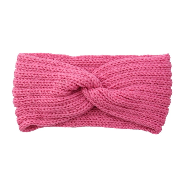 Bandeau d'Hiver pour Femmes Coupe-Vent Tricoté Crocheté Chauffe-Oreilles Style Simple Décoration Accessoires de Coiffure pour Femmes Pêche Rose