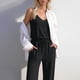 thumbnail image 3 of Pantalones Casuales para Mujeres Verano Cuello en V Color Sólido Bolsillo sin Mangas Pantalones Largos Mono Poliéster Moda Casual, 3 of 7