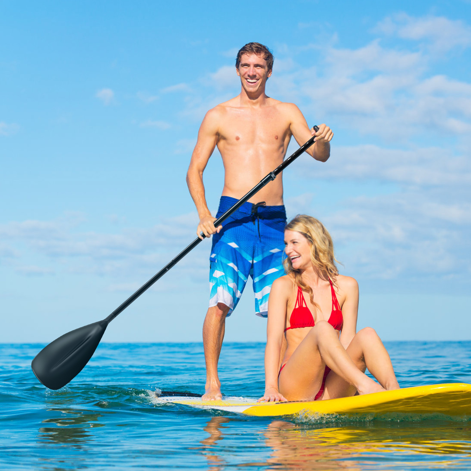 Tebru Boating Paddle, Surfboard Paddle, 2 Section Aluminum Adjustable Paddle for Boating Kayaking Surfing