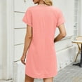 thumbnail image 7 of Summer Dresses for Women V-Neck Short Sleeve Sundresses Solid Color Casual Beach Everyday Vacation T-Shirt Loose Dress, 7 of 7