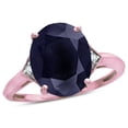 thumbnail image 3 of Star K � Large Oval 12x10 Black Sapphire 3 Stone Trillion Setting Ring, 3 of 9