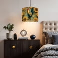 thumbnail image 5 of Linen Drum Lampshades Vintage Rooster Sunflower Floral Accents Blue 13"x13"x10" Light Shade for Table Lamps Floor Lamps Drum Lamp Shades Lampshade Replacement Assembly Required, 5 of 8