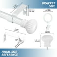thumbnail image 5 of Urbanest Single Curtain Rod with 8 Clip Rings & Decorative Fluted Ball Finials – Classic Metal Window Drapery Rod Set, Heavy-Duty & Adjustable, 5/8" Diameter, 28" to 48", Glossy White, 5 of 7