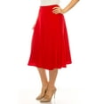 thumbnail image 3 of Women's Plus Size Classic Solid Flared Lightweight Midi A-line Skirt, 3 of 6