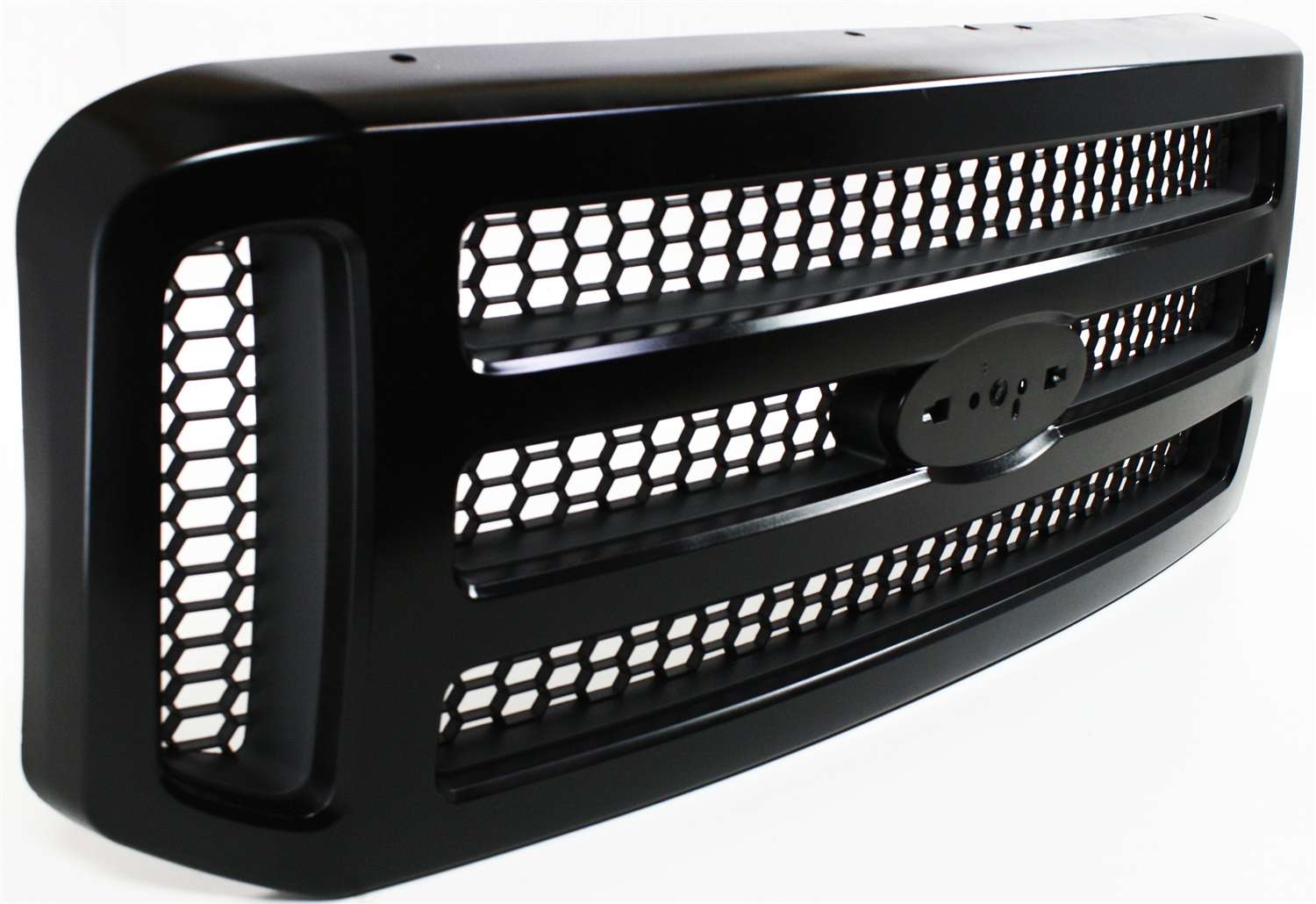 Grille Assembly Compatible With 2005-2007 Ford F-250 Super Duty F-350 Painted Black Shell and Insert