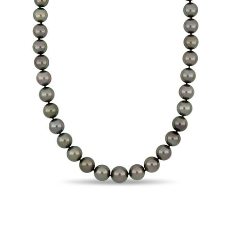 10-12.5mm Black Tahitian Cultured Pearl 14k White Gold Graduated Strand Necklace