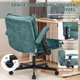 thumbnail image 5 of Criss Cross Desk Chair with Wheels and Flip Arms, Thick Padded Wide Seat Office Chair, Fabric Cross Legged Office Chair for Home Office, Mid Back Swivel Makeup Vanity Chair, 5 of 8
