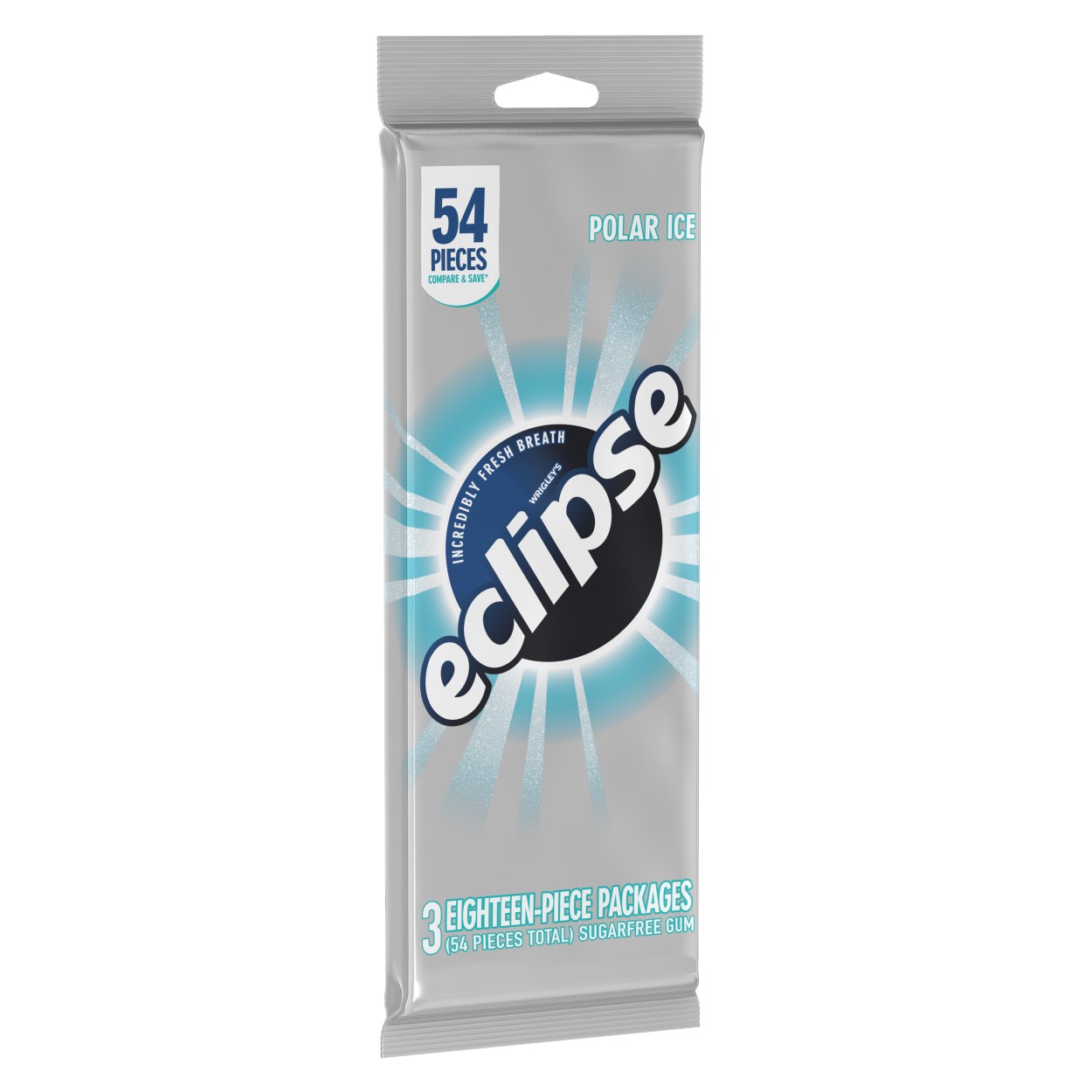 Eclipse, Sugar Free Polar Ice Chewing Gum, 3 Ct