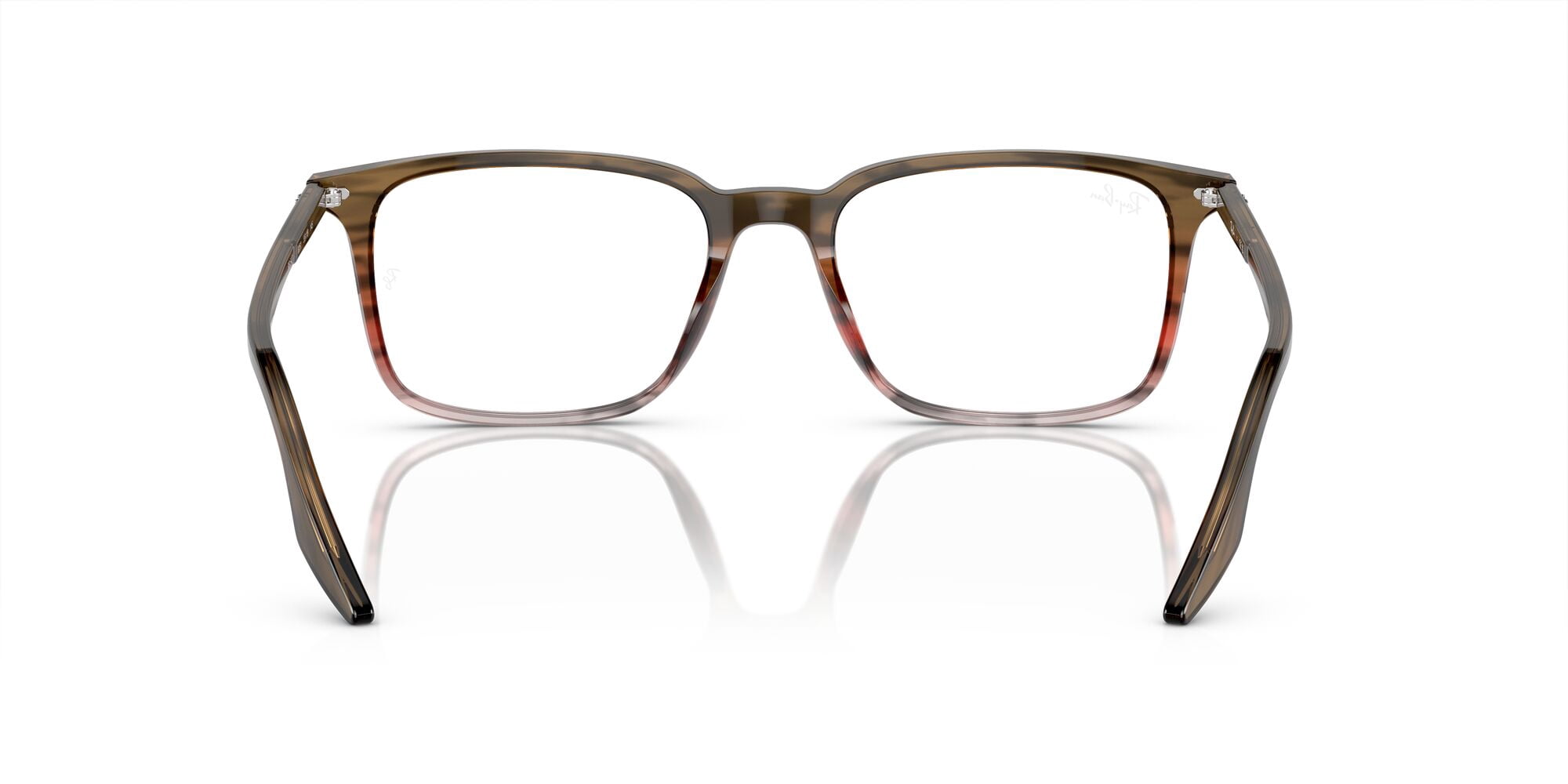 Ray-Ban Unisex Size 55 Rectangular RB5421 Prescription Eyeglasses with Case, Striped Brown Gradient Red