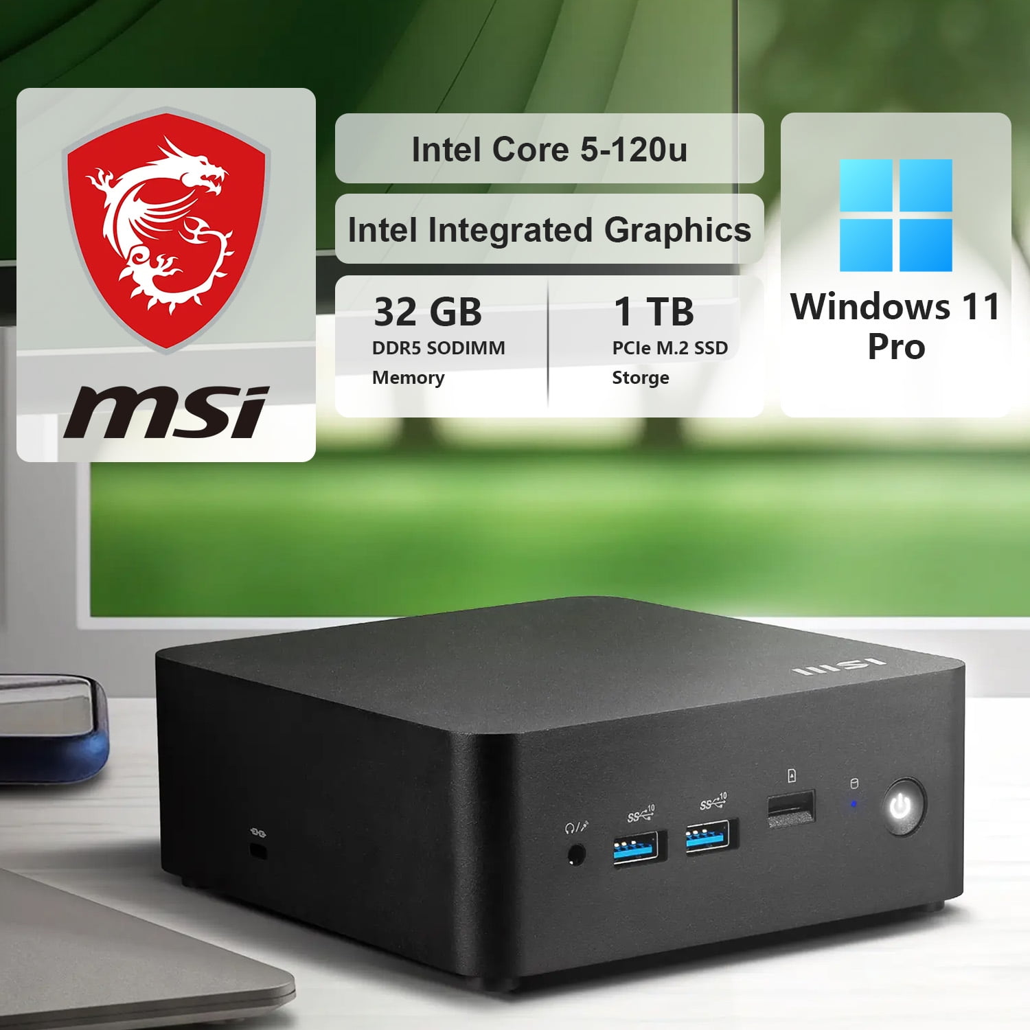 MSI Cubi NUC Business Mini Desktop PC, Intel Core 5 120U, 16GB DDR5 RAM 256GB SSD Wi-Fi 6 Win11 Pro