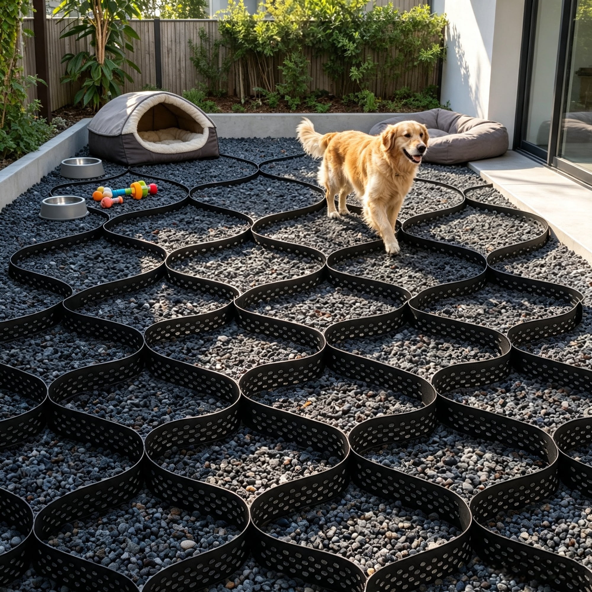 Gravel Grid Driveway Stabilization, Permeable Grass Ground Retainer 24.93 x 9.52 FT, 1880 LBS/Sq FT for Patio Walkway & RV Parking, 3" Depth